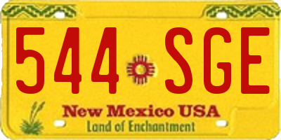 NM license plate 544SGE