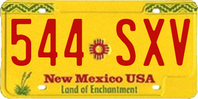 NM license plate 544SXV