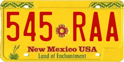 NM license plate 545RAA