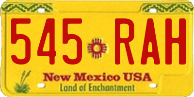 NM license plate 545RAH