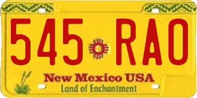 NM license plate 545RAO
