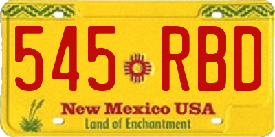 NM license plate 545RBD