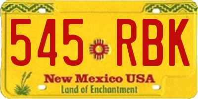 NM license plate 545RBK