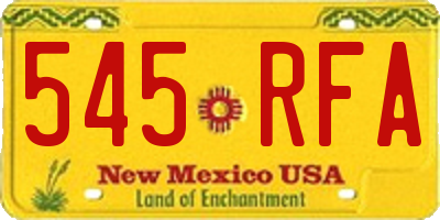 NM license plate 545RFA