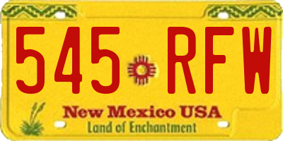 NM license plate 545RFW