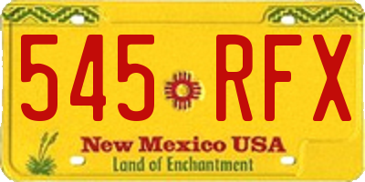 NM license plate 545RFX