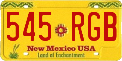 NM license plate 545RGB