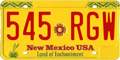 NM license plate 545RGW