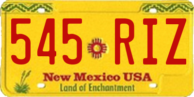 NM license plate 545RIZ