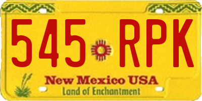 NM license plate 545RPK