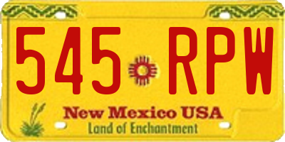 NM license plate 545RPW