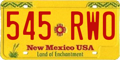 NM license plate 545RWO