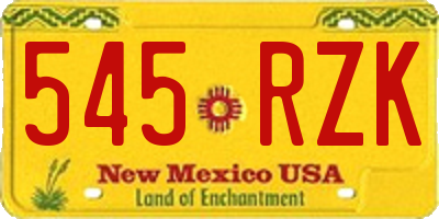 NM license plate 545RZK