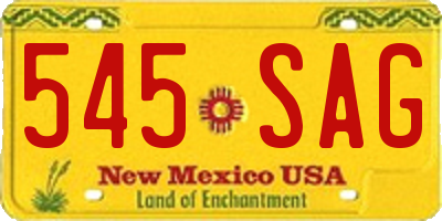 NM license plate 545SAG
