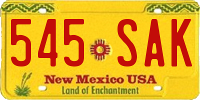 NM license plate 545SAK