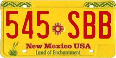 NM license plate 545SBB