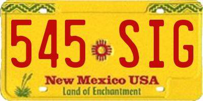 NM license plate 545SIG