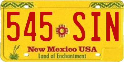 NM license plate 545SIN