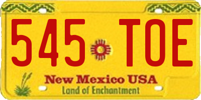 NM license plate 545TOE