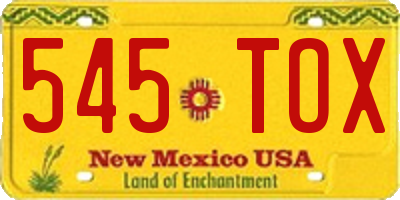 NM license plate 545TOX