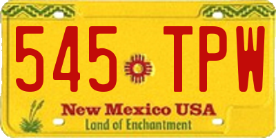 NM license plate 545TPW