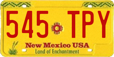NM license plate 545TPY