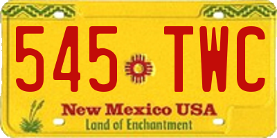 NM license plate 545TWC