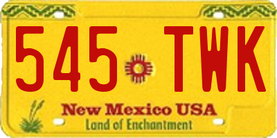 NM license plate 545TWK
