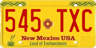 NM license plate 545TXC