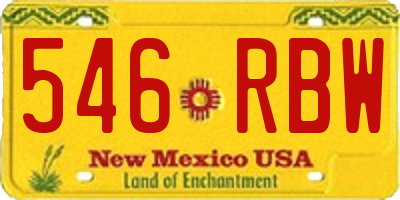 NM license plate 546RBW