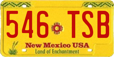 NM license plate 546TSB