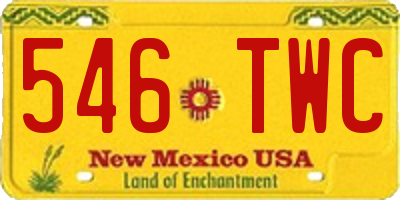 NM license plate 546TWC