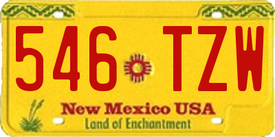 NM license plate 546TZW