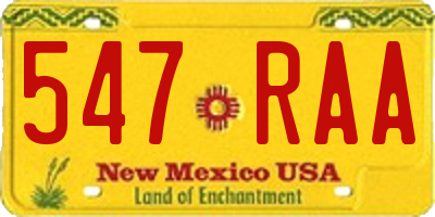 NM license plate 547RAA