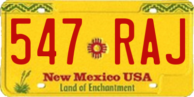 NM license plate 547RAJ