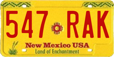 NM license plate 547RAK