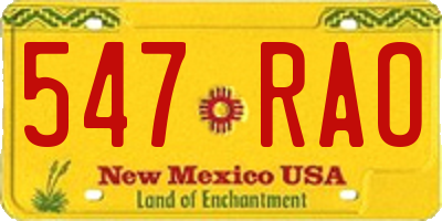 NM license plate 547RAO