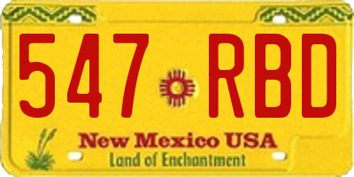 NM license plate 547RBD
