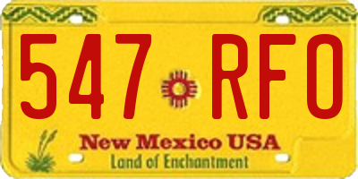 NM license plate 547RFO