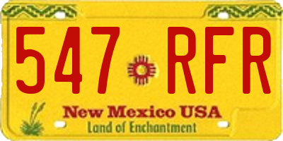 NM license plate 547RFR