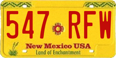 NM license plate 547RFW