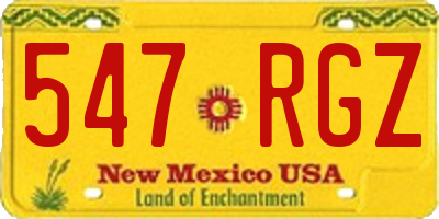 NM license plate 547RGZ