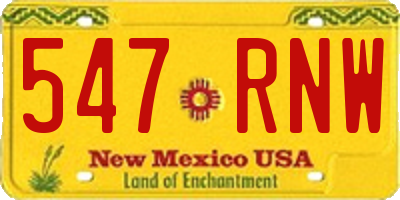 NM license plate 547RNW
