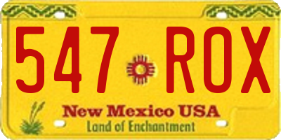 NM license plate 547ROX