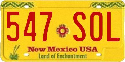 NM license plate 547SOL