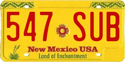 NM license plate 547SUB