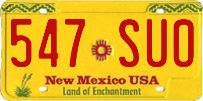 NM license plate 547SUO