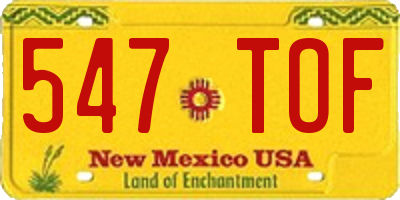 NM license plate 547TOF