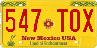 NM license plate 547TOX