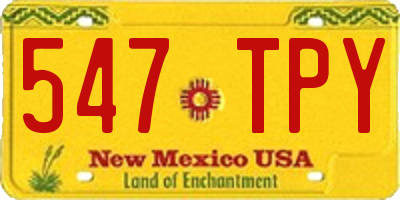 NM license plate 547TPY